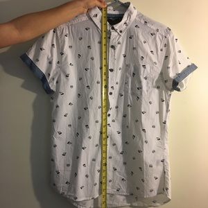 Button up Pizza and Hamburger Shirt